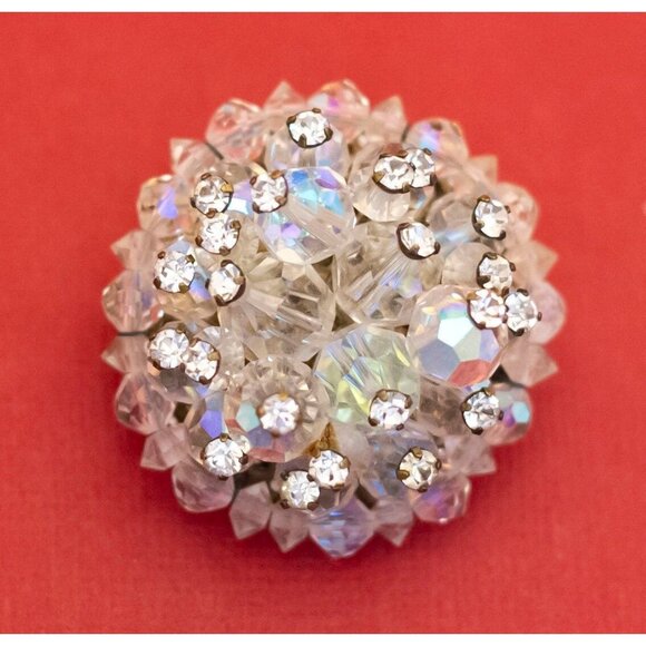 Vintage Floral Rhinestones Sparkle Brooch - F40 - Picture 1 of 2